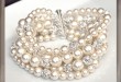 Pearl Cuff Bracelet, Chunky Wedding Bracelet, Rhinestone Pearl Bracelet