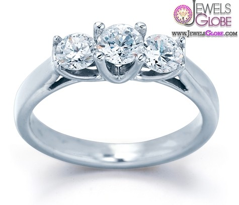 14KT White Gold 3-Stone Diamond Ring