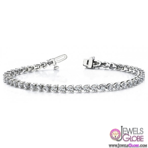 14k White Gold Straight-Line martini Diamond Bracelet