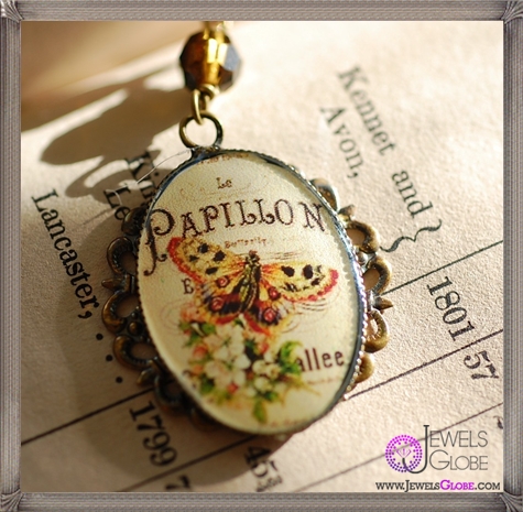 Butterfly Papillon French Cameo Necklace