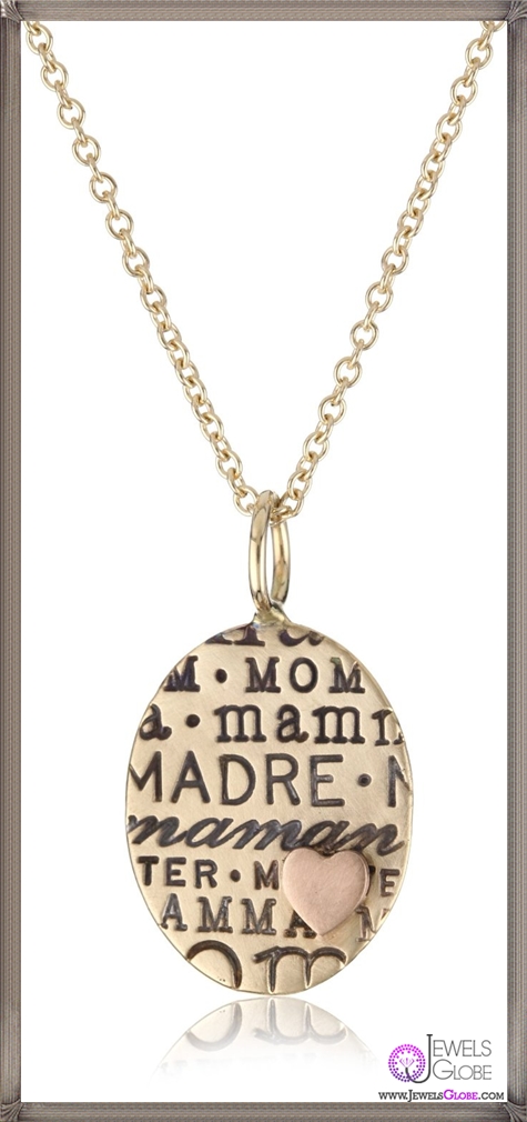 Heather B. Moore Fun Stamps Yellow Gold Chain 14k Gold Pendant Necklace