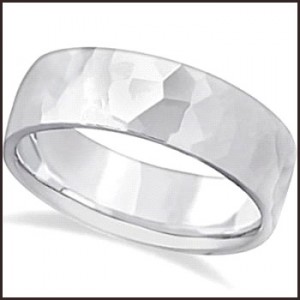 Men's Hammered Carved Band Wedding Ring