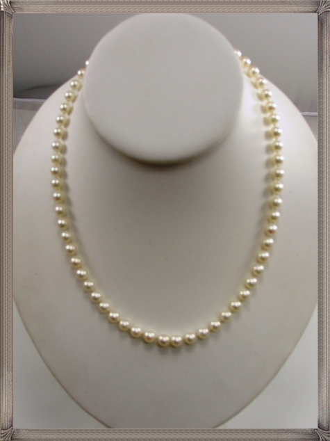 Mikimoto 6mm Pearl Necklace 18 Traditional Length 18K Yellow Gold Hook