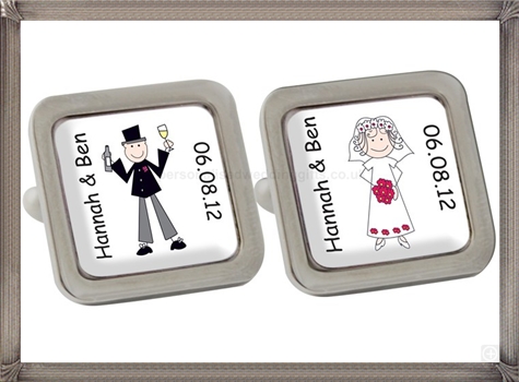 Personalised Cartoon Wedding Couple Cufflinks