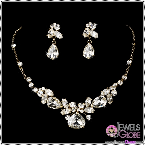 gold crystal bridal jewelry set