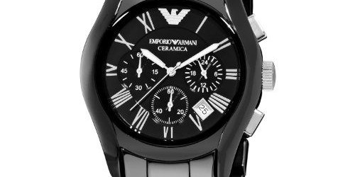 emporio ceramic armani black chronograph watch for men