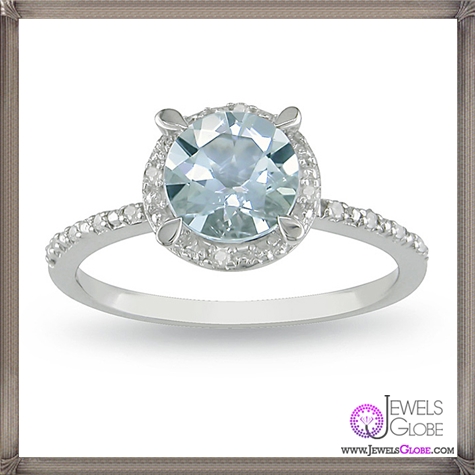 Aquamarine and Diamond Accent Ring