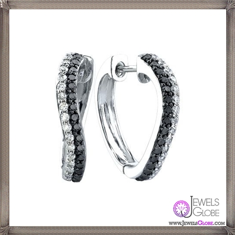 Black And White Diamond Hoop Earrings