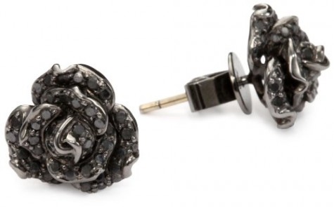 Borgioni Black Diamond Rose Stud Earrings