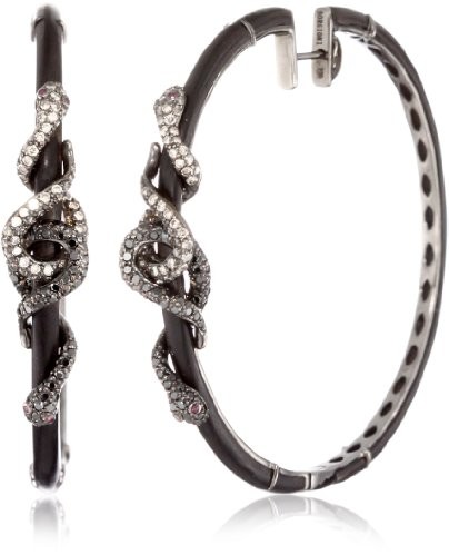 Borgioni Double Snake Ebony Wood Hoop Earrings