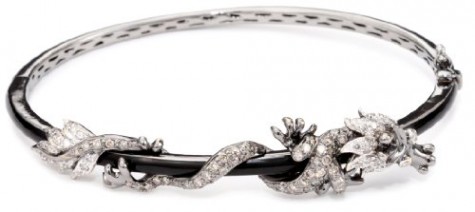 Borgioni Enamel Diamond Dragon Bangle Bracelet