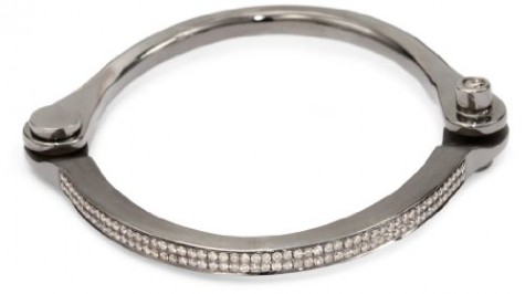 Borgioni Micro Pave Black Rhodium Gold Handcuff Bangle Bracelet