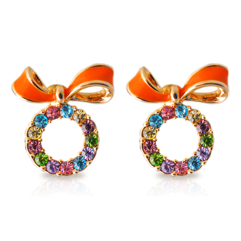 Colorful-earring-with-an-orange-bow-938