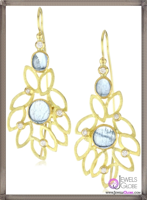 Julieli Metaform Mediterranean 18k Gold Aquamarine and Diamond Earrings