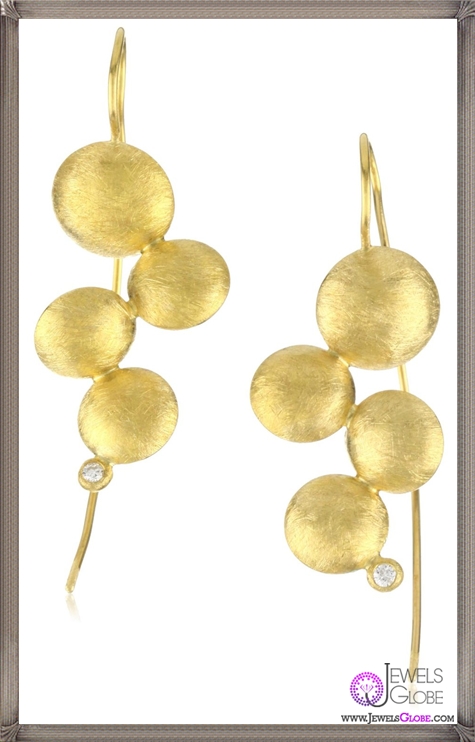 Julieli Reflections 22k Gold and Diamond Round Shape Pods Earrings