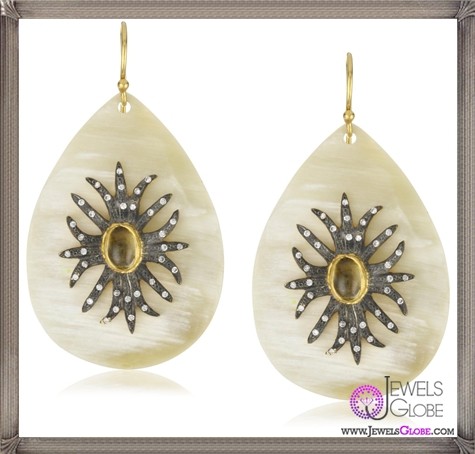 Kevia Nouveau Gemmed Snowflake Medallion on Natural Horn Earrings