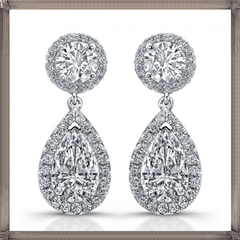 Signature Collection Platinum Pear Shaped Diamond Earrings