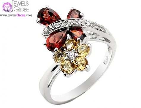 Unique Garnet And Silver design woman gemstone ring