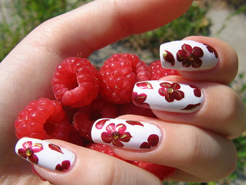 Wonderful-Red-Flower-Nail-Designs