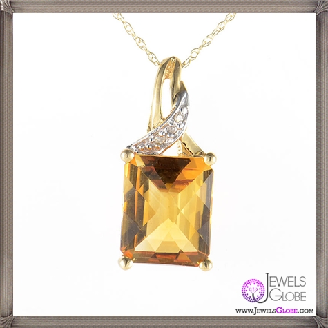 Yellow Gold Diamonds & Citrine Pendant